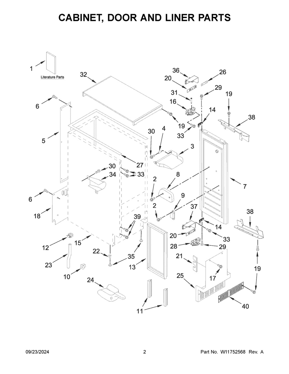 02 - Cabinet, Door And Liner Parts Diagram and Parts List for JUIFX15HX02  Whirlpool Ice Maker