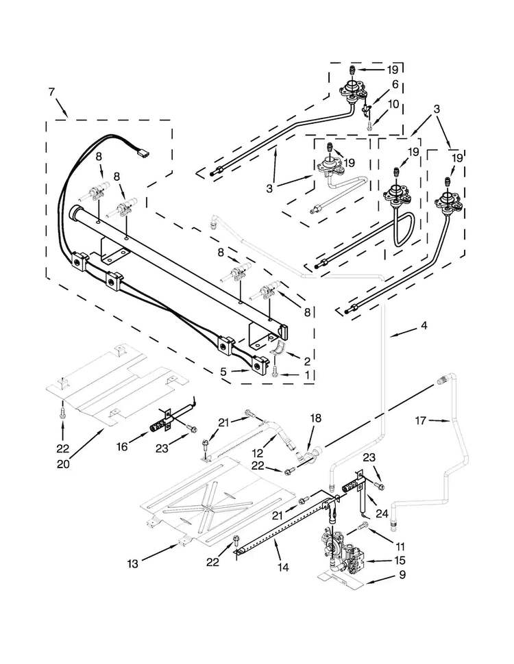 Manifold Parts Diagram and Parts List for WFG510S0AB2  Whirlpool Range