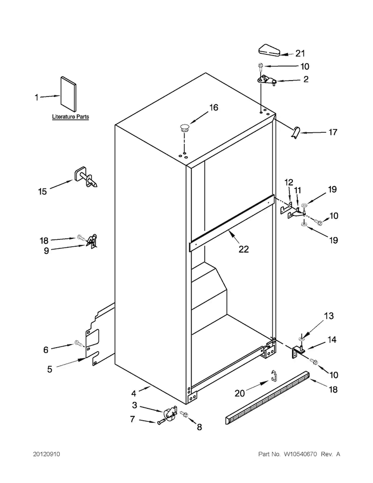 Cabinet Parts Diagram and Parts List for 10662154111  Kenmore Refrigerator
