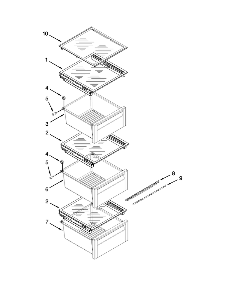 Refrigerator Shelf Parts Diagram and Parts List for BRS80ARANA02  Whirlpool Refrigerator