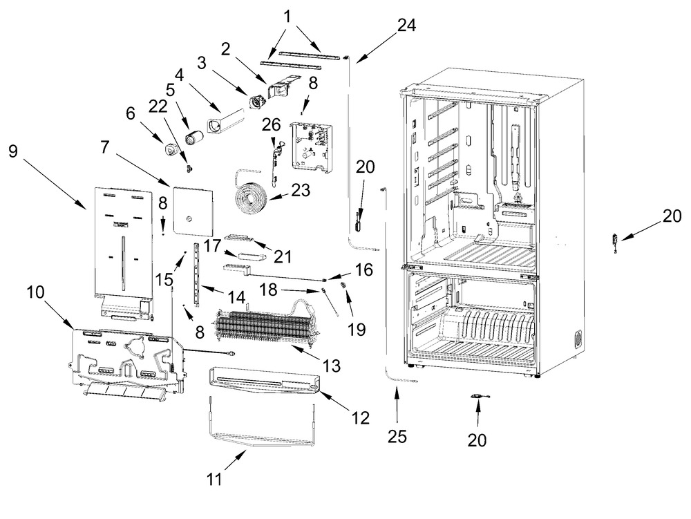 Water And Filter Parts Diagram and Parts List for WRFF3536SV00 WRFF3536SZ00-WRFF3536SW00 Whirlpool Refrigerator