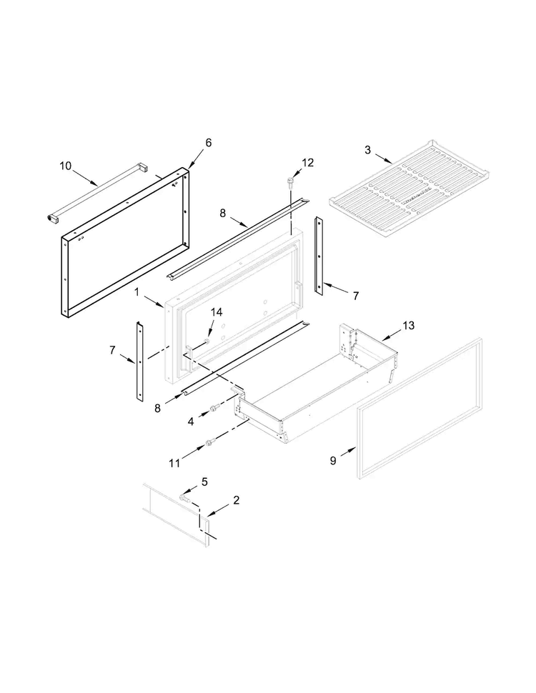 Freezer Door And Basket Parts Diagram and Parts List for KBFN406ESS00  KitchenAid Refrigerator