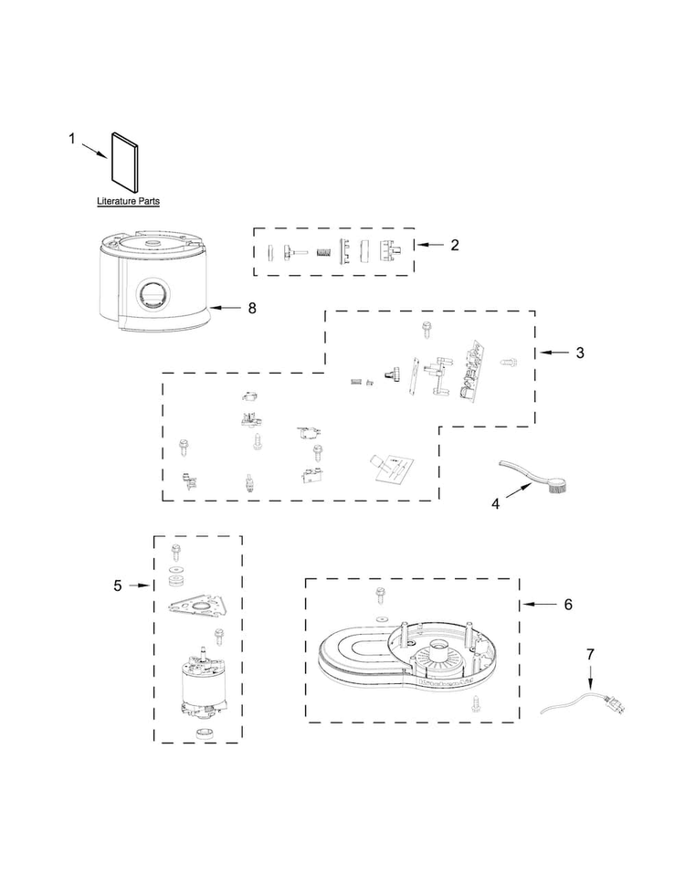 Motor And Main Assembly Parts Diagram and Parts List for 5KVJ0332EER0  KitchenAid Juicer