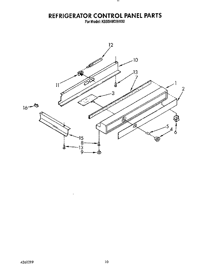 REFRIGERATOR CONTROL PANEL Diagram and Parts List for KSSS48DWX02  KitchenAid Refrigerator