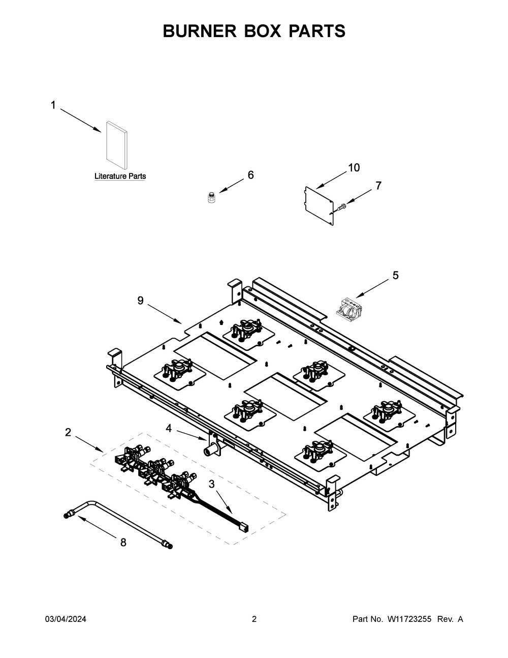 Burner Box Parts Diagram and Parts List for KFDC506JSS03  KitchenAid Range