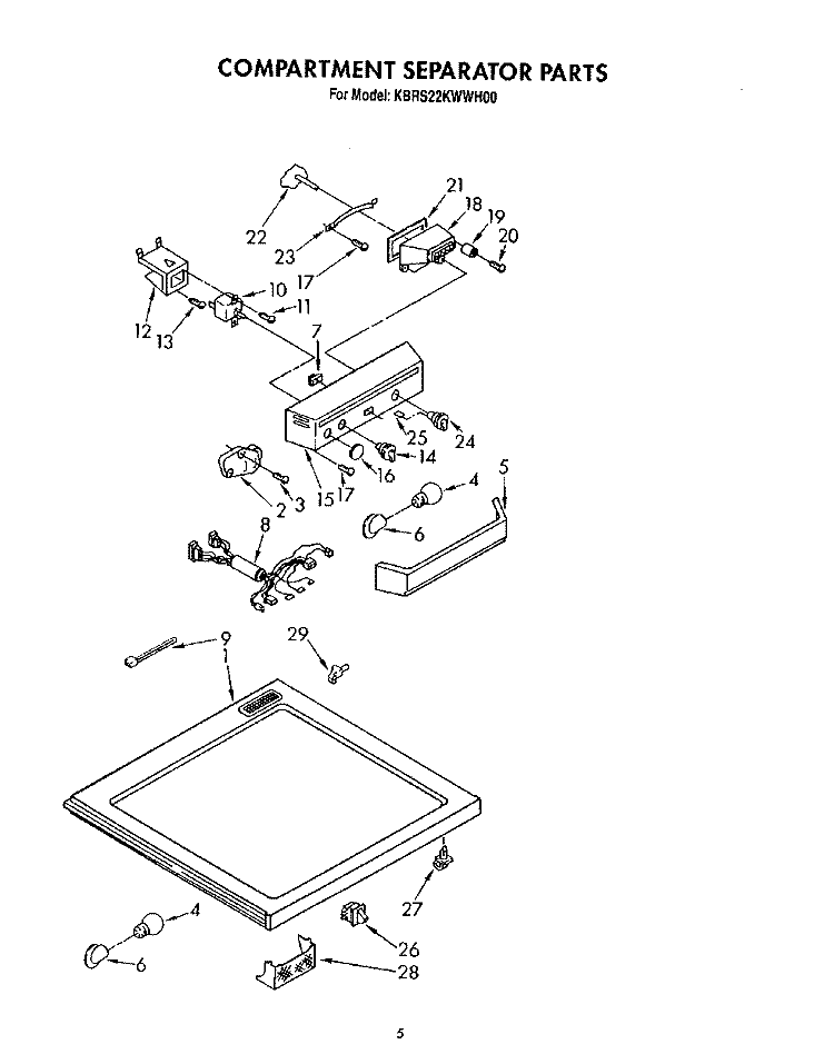 COMPARTMENT SEPARATOR Diagram and Parts List for KBRS22KWAL00  KitchenAid Refrigerator