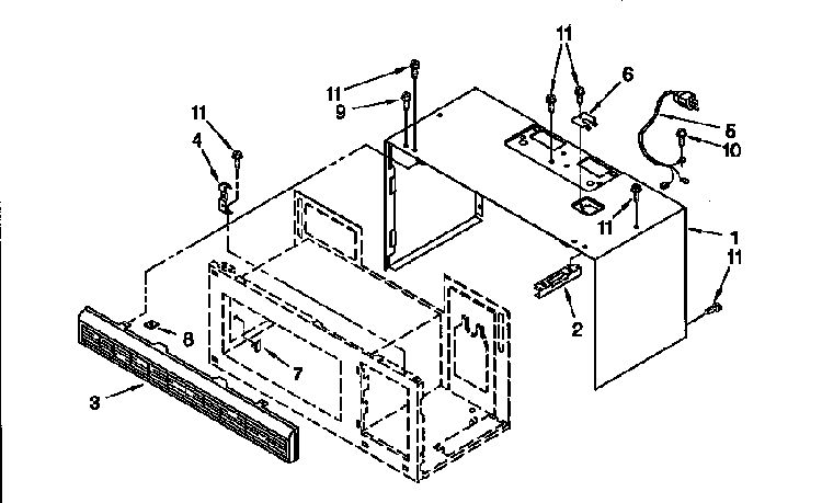 Cabinet Diagram and Parts List for KHWS105BBL0  KitchenAid Microwave