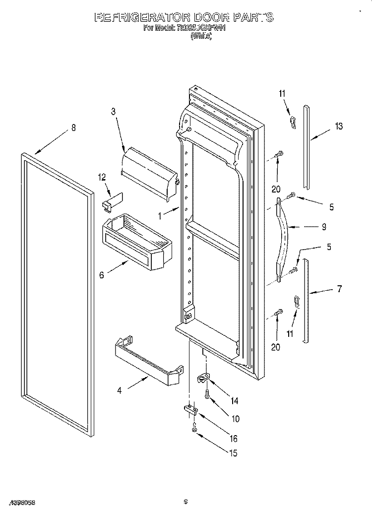 REFRIGERATOR DOOR Diagram and Parts List for 7ED25DQXFW01  Whirlpool Refrigerator