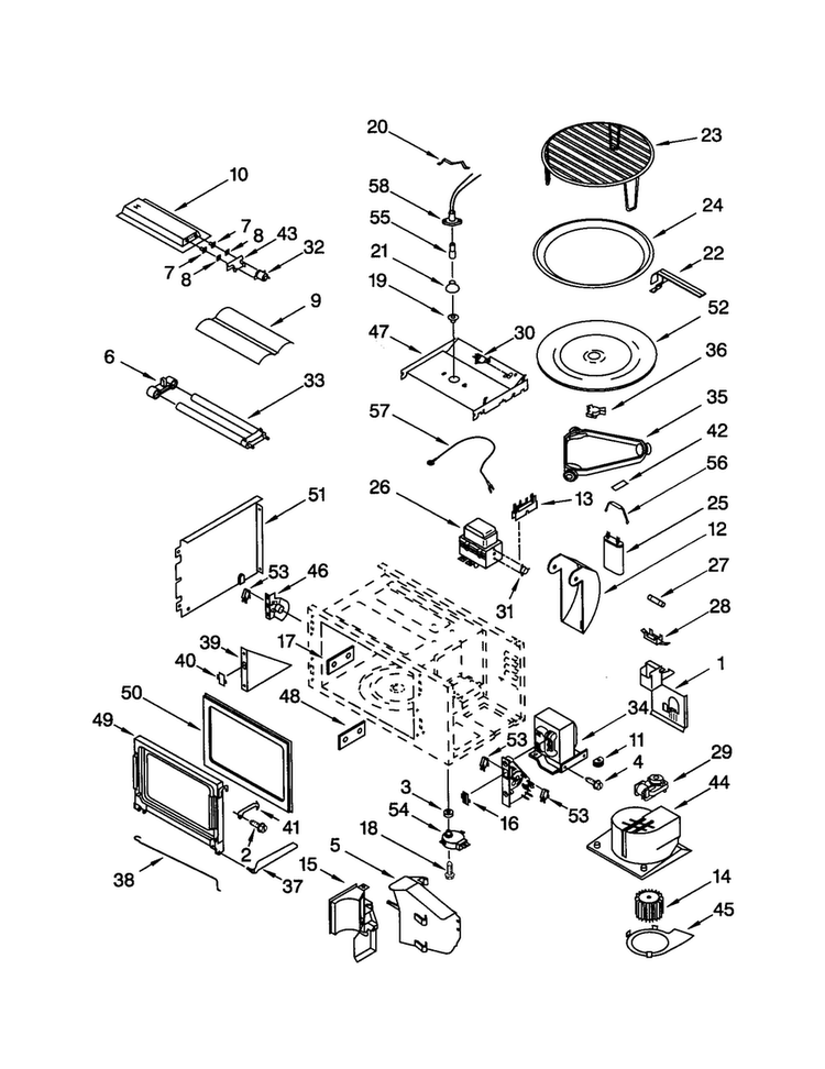 Cabinet And Stirrer Diagram and Parts List for KEMS377GBL1  KitchenAid Microwave Oven Combo