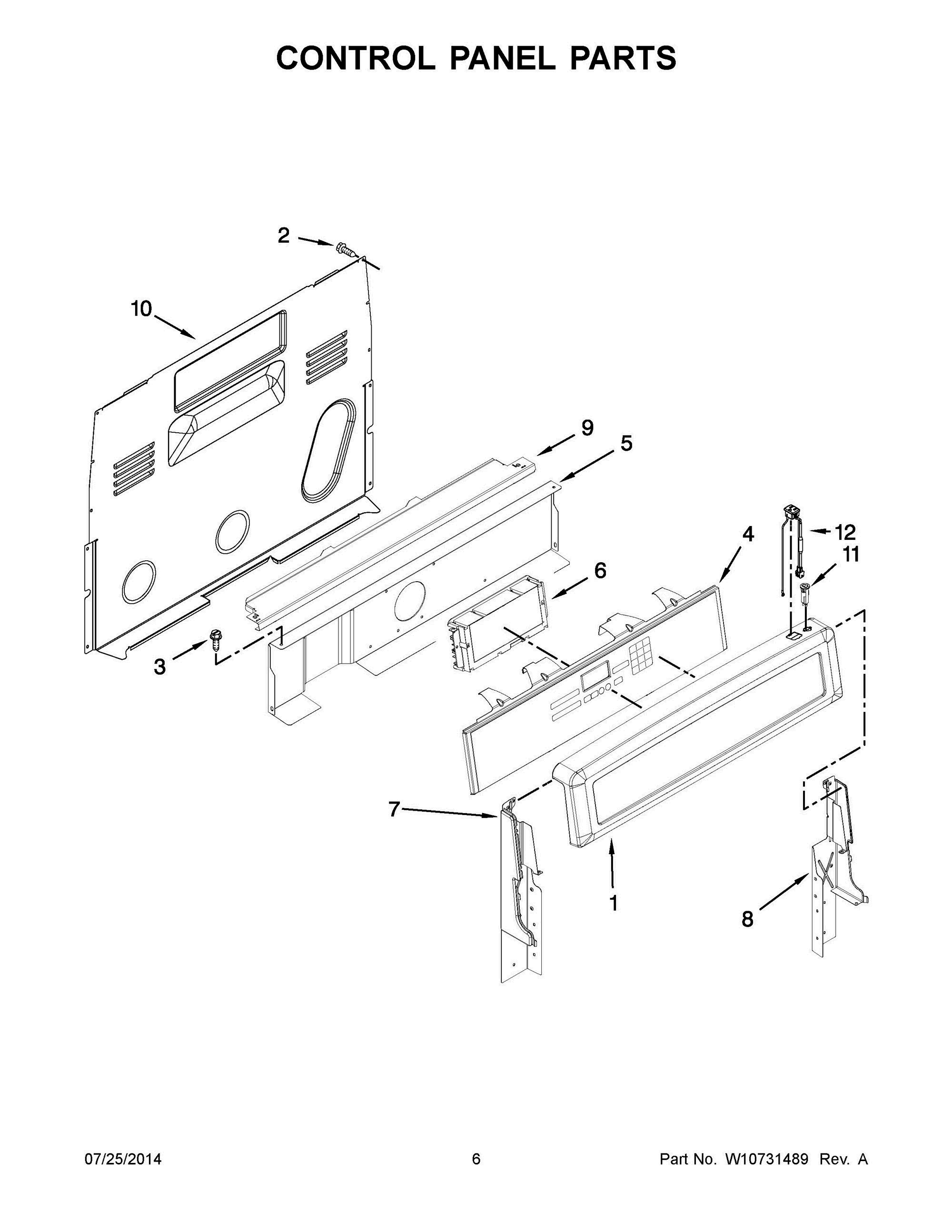 04 - CONTROL PANEL PARTS Diagram and Parts List for YWFI910H0AS1  Whirlpool Range