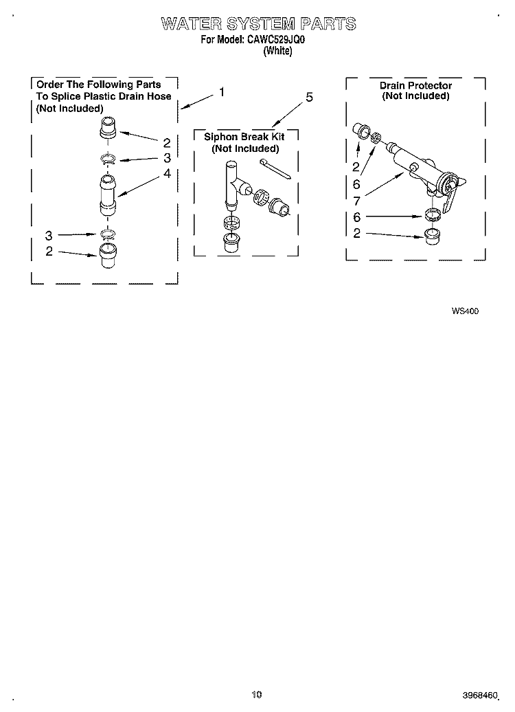 WATER SYSTEM Diagram and Parts List for CAWC529JQ0  Crosley Washer