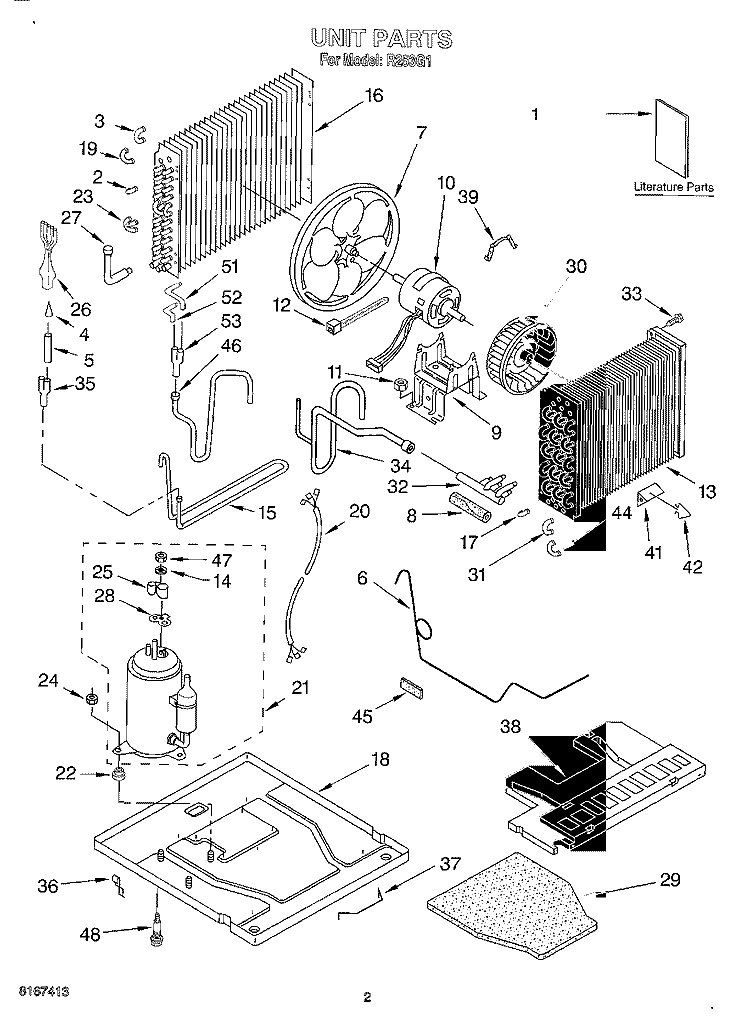 UNIT, LITERATURE Diagram and Parts List for R253G1  Whirlpool Air Conditioner