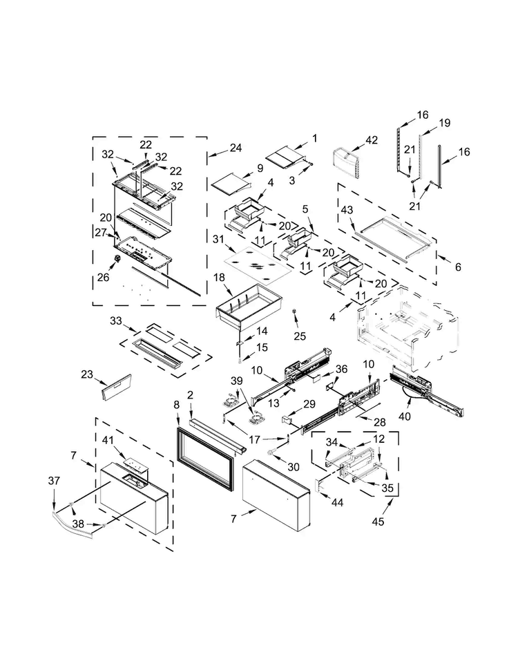 Shelf Parts Diagram and Parts List for WRV976FDEM00  Whirlpool Refrigerator