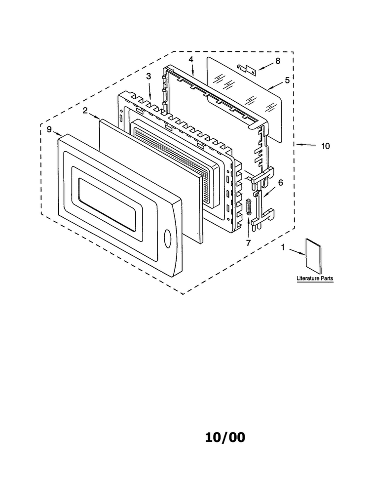 Door Diagram and Parts List for MT1100SHB0  Whirlpool Microwave