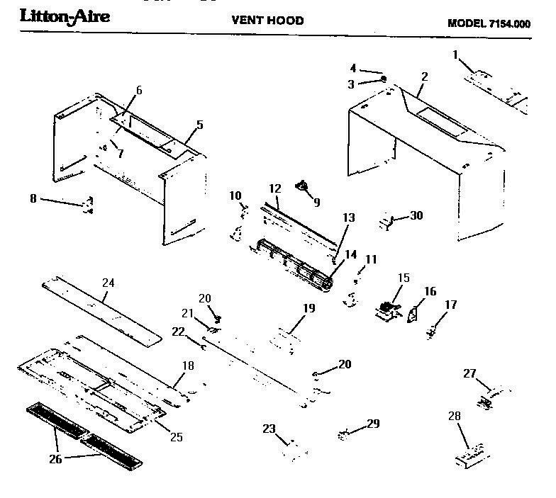 02 - VENT HOOD Diagram and Parts List for 7154000  Whirlpool Microwave Oven Combo
