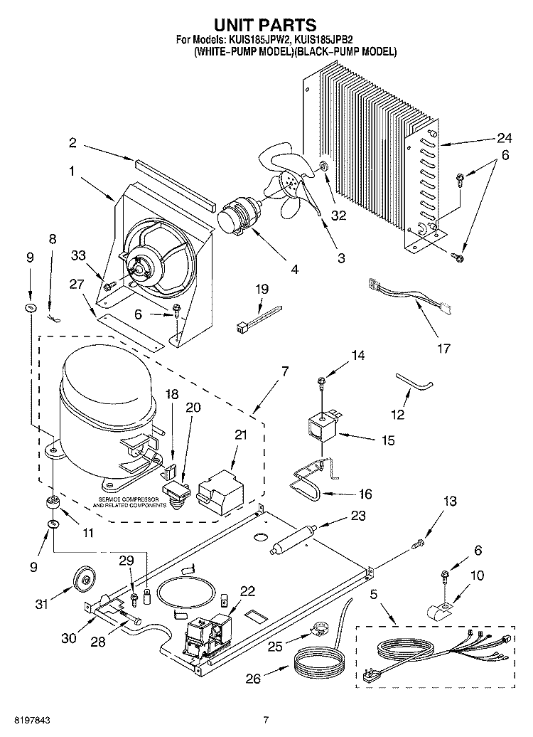 UNIT Diagram and Parts List for KUIS185JPW2  KitchenAid Ice Maker