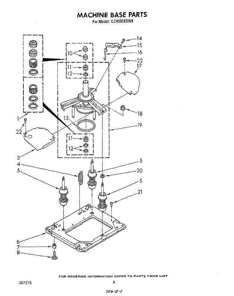 MACHINE BASE Diagram and Parts List for LC4500XSW0  Whirlpool Washer