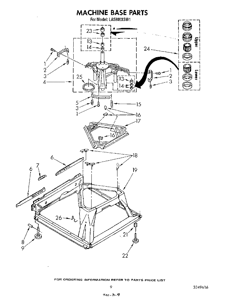 MACHINE BASE Diagram and Parts List for LA5800XSW1  Whirlpool Washer