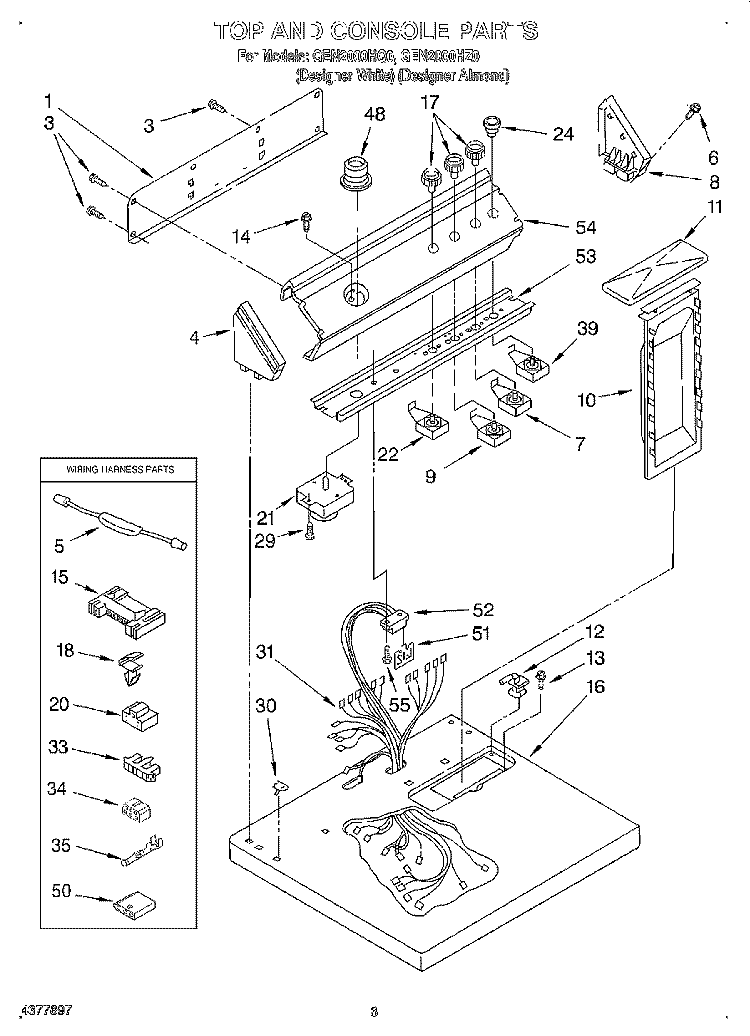 TOP AND CONSOLE Diagram and Parts List for GEN2000HQ0  Whirlpool Dryer