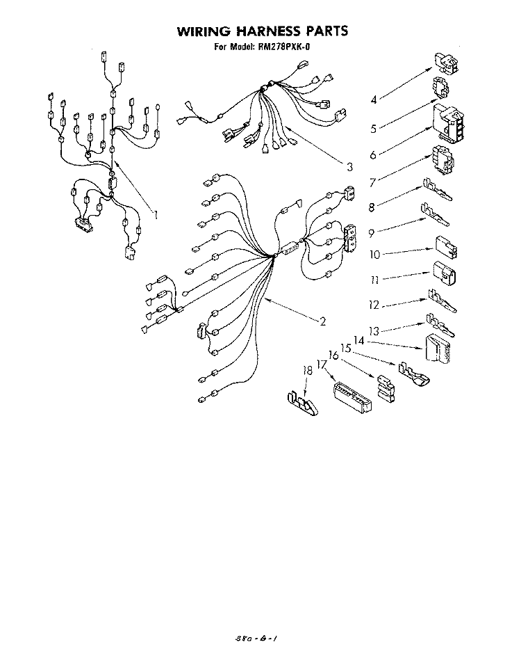 WIRING HARNESS Diagram and Parts List for RM278PXK0  Whirlpool Microwave Oven Combo