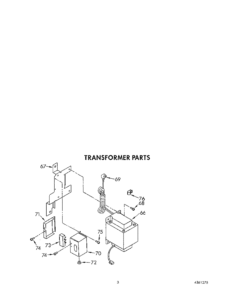 TRANSFORMER Diagram and Parts List for JWARG475D00  Whirlpool Refrigerator