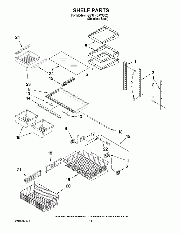 SHELF PARTS Diagram and Parts List for GB9FHDXWS02  Whirlpool Refrigerator