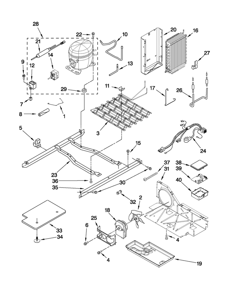 Unit Parts Diagram and Parts List for 10651593011  Kenmore Refrigerator