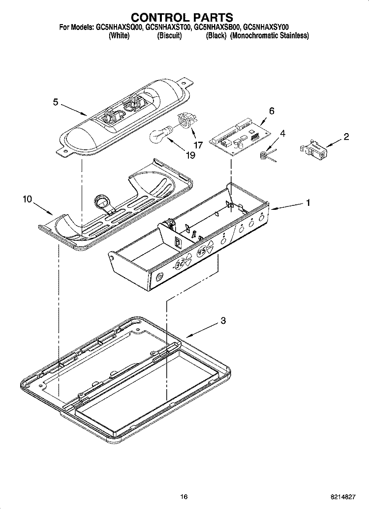 CONTROL PARTS Diagram and Parts List for GC5NHAXSY00  Whirlpool Refrigerator