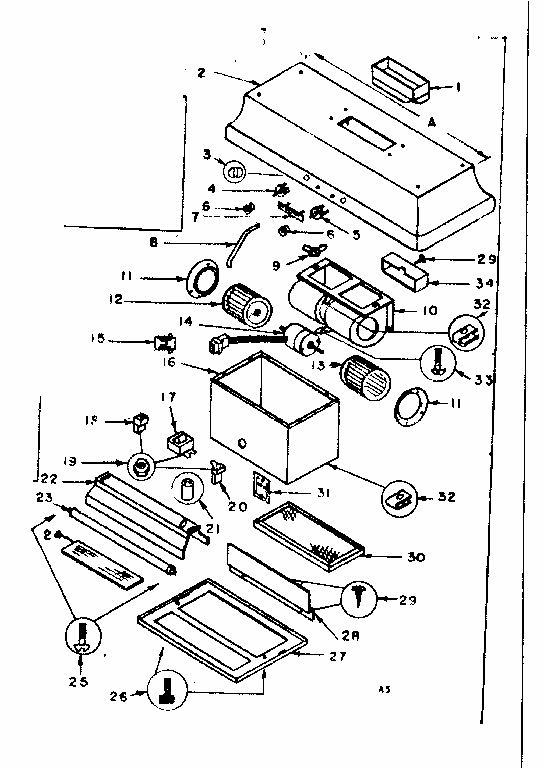 Range Hood Diagram and Parts List for 850554211  Kenmore Range Hood