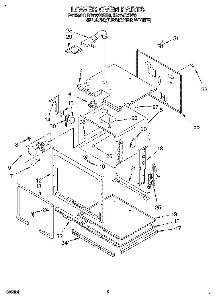 LOWER OVEN Diagram and Parts List for RB770PXBQ0  Whirlpool Wall Oven