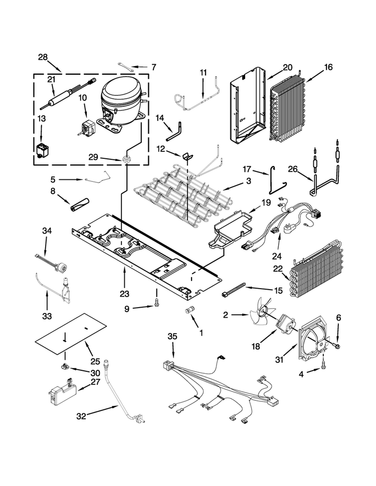 Unit Parts Diagram and Parts List for 7KSC24C8EY00  KitchenAid Refrigerator