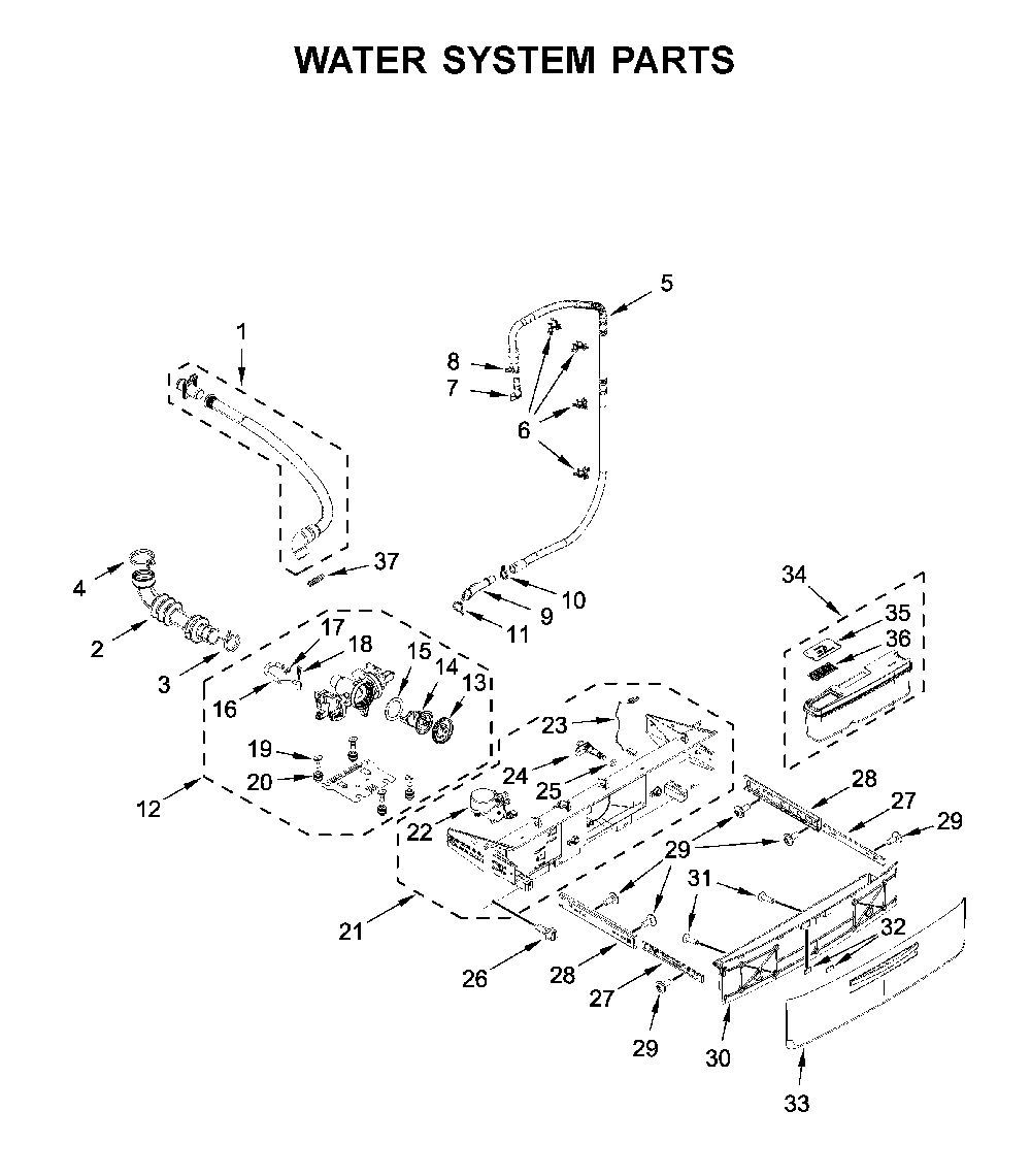 Water system parts Diagram and Parts List for WFW6620HW2  Whirlpool Washer