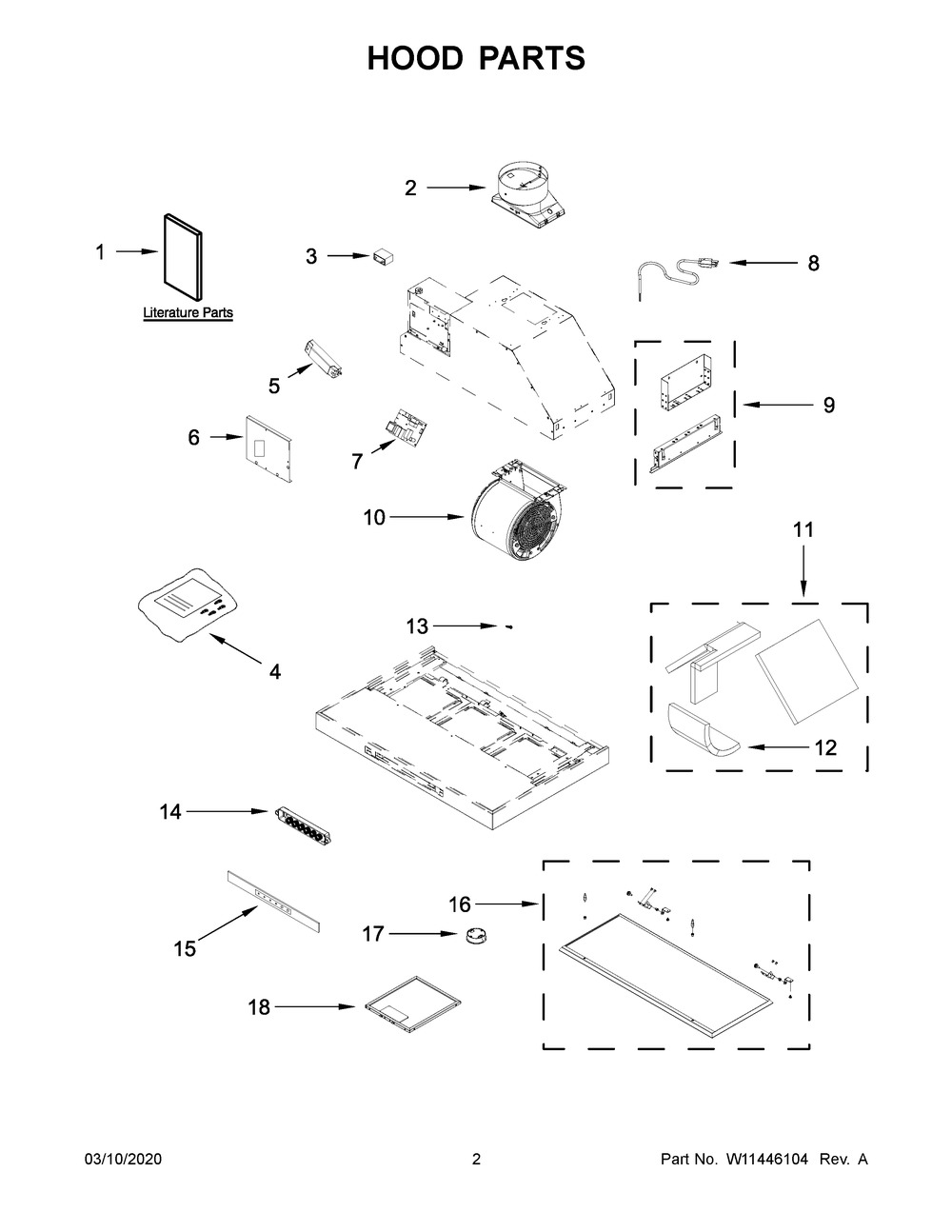Hood Parts Diagram and Parts List for KVUB400GSS01  Whirlpool Range Hood