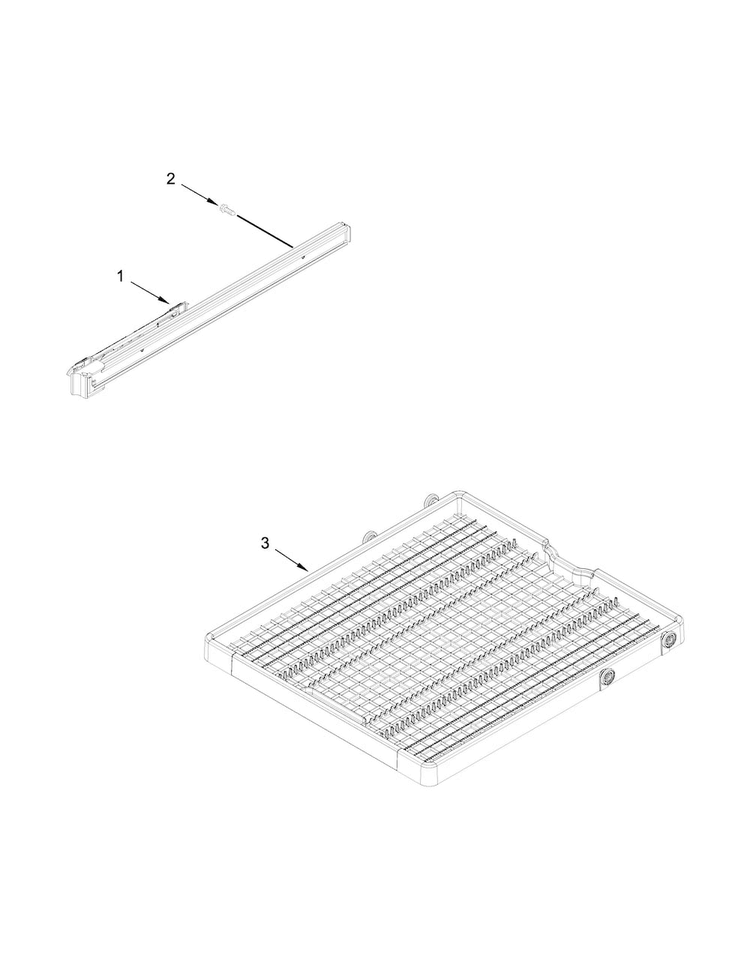 Third Level Rack And Track Parts Diagram and Parts List for KDTE204EPA1  KitchenAid Dishwasher