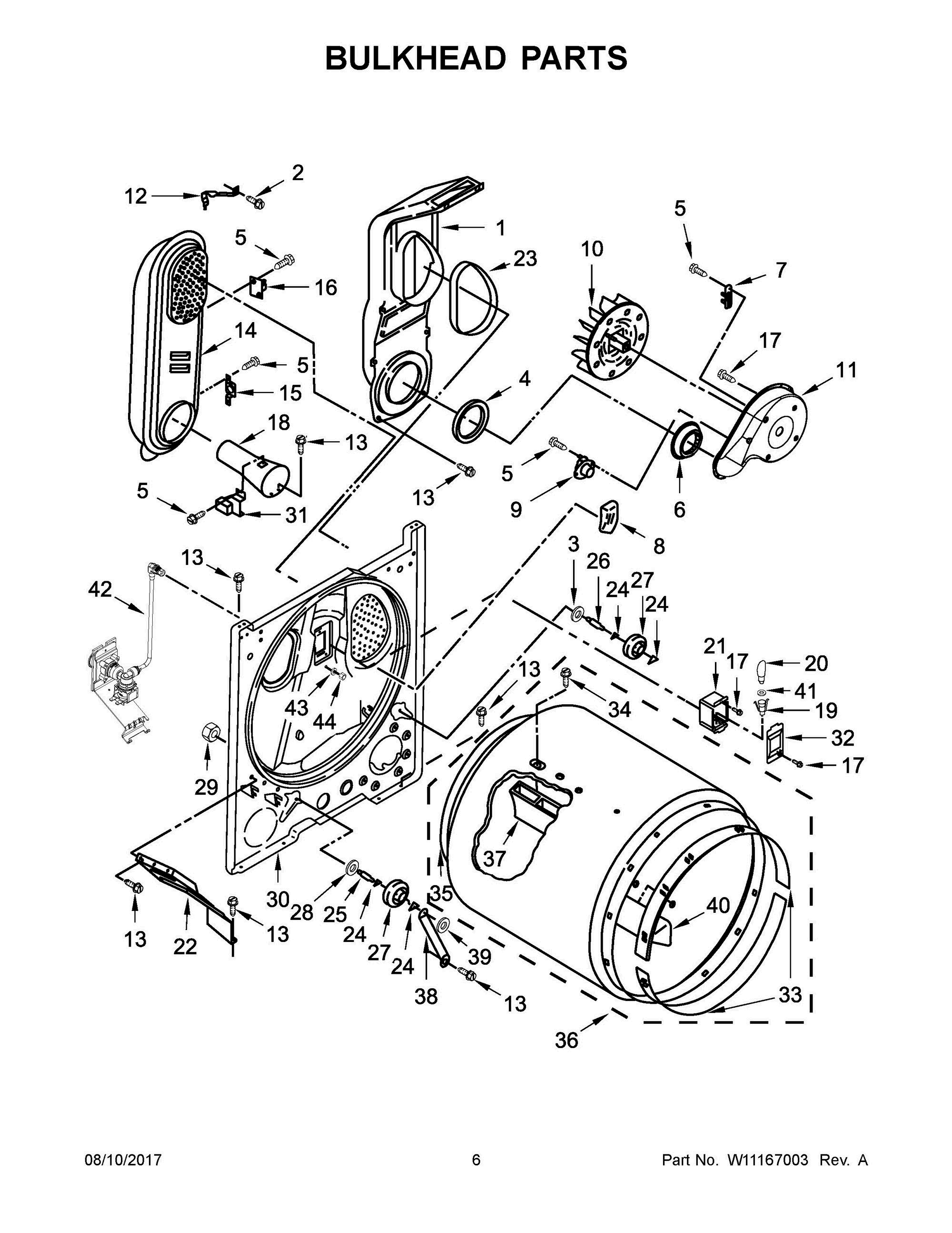 04 - BULKHEAD PARTS Diagram and Parts List for WGD7300DW3  Whirlpool Dryer