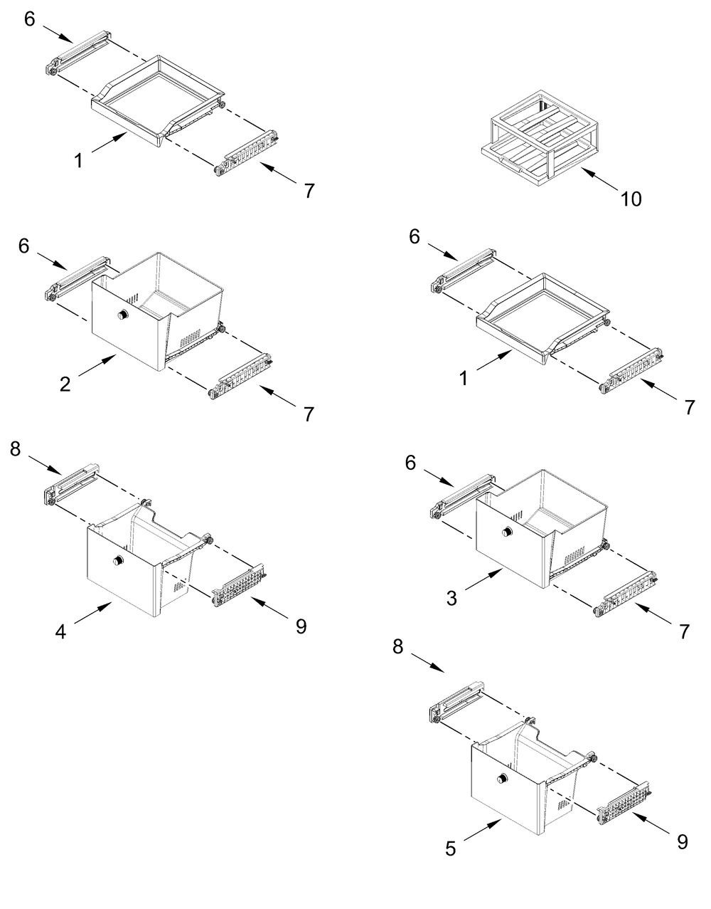 Freezer Drawer Parts Diagram and Parts List for KRQC736RPS00  Whirlpool Refrigerator
