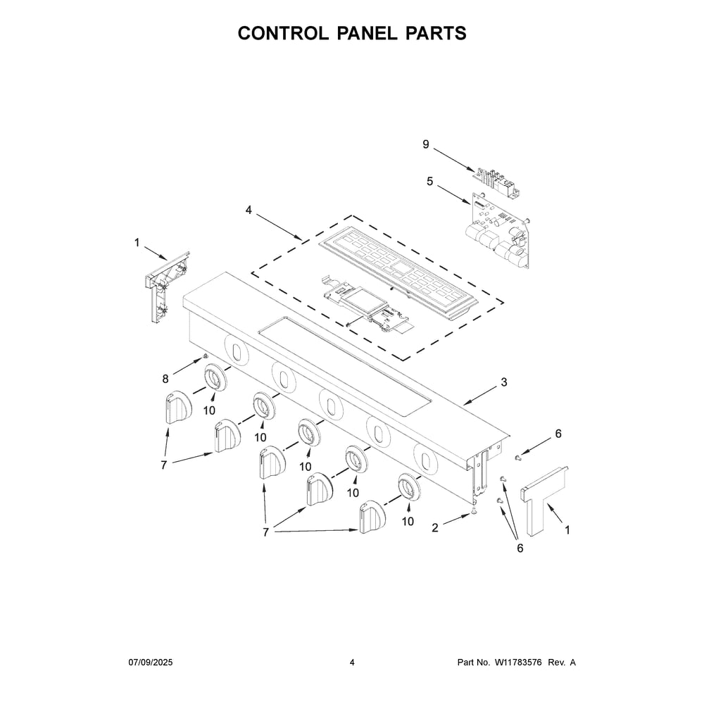Control Panel Parts Diagram and Parts List for WSGS5030SW0  Whirlpool Range