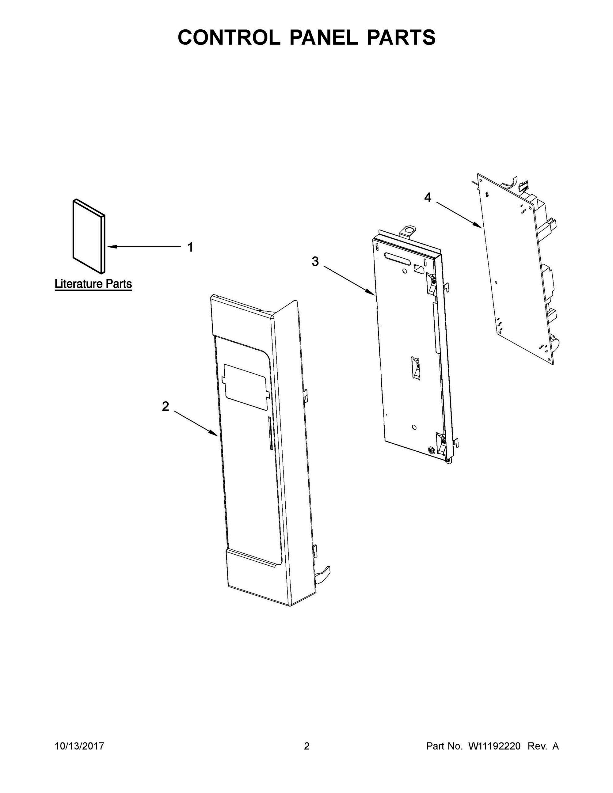 02 - CONTROL PANEL PARTS Diagram and Parts List for MMV5219FZ3  Whirlpool Microwave Oven Combo