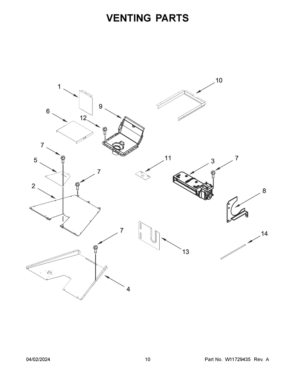 Venting Parts Diagram and Parts List for KFGC500JBK07  KitchenAid Range