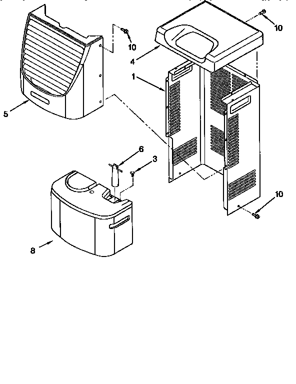 Cabinet Diagram and Parts List for AD25GO  Whirlpool Dehumidifier