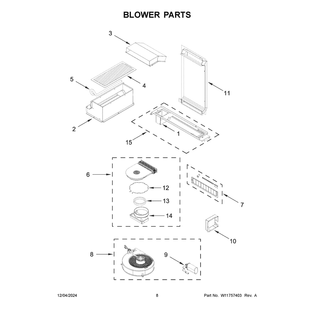 Blower Parts Diagram and Parts List for KSDG950ESS8  KitchenAid Range