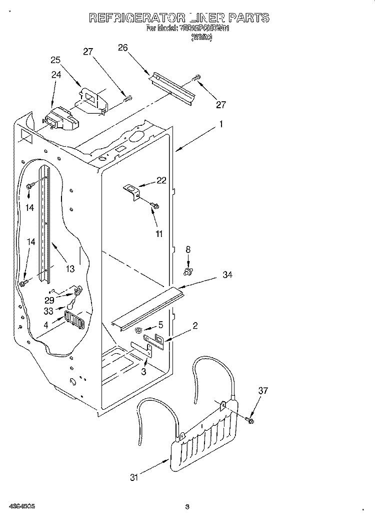 REFRIGERATOR LINER Diagram and Parts List for 7ED25PQXDW01  Whirlpool Refrigerator