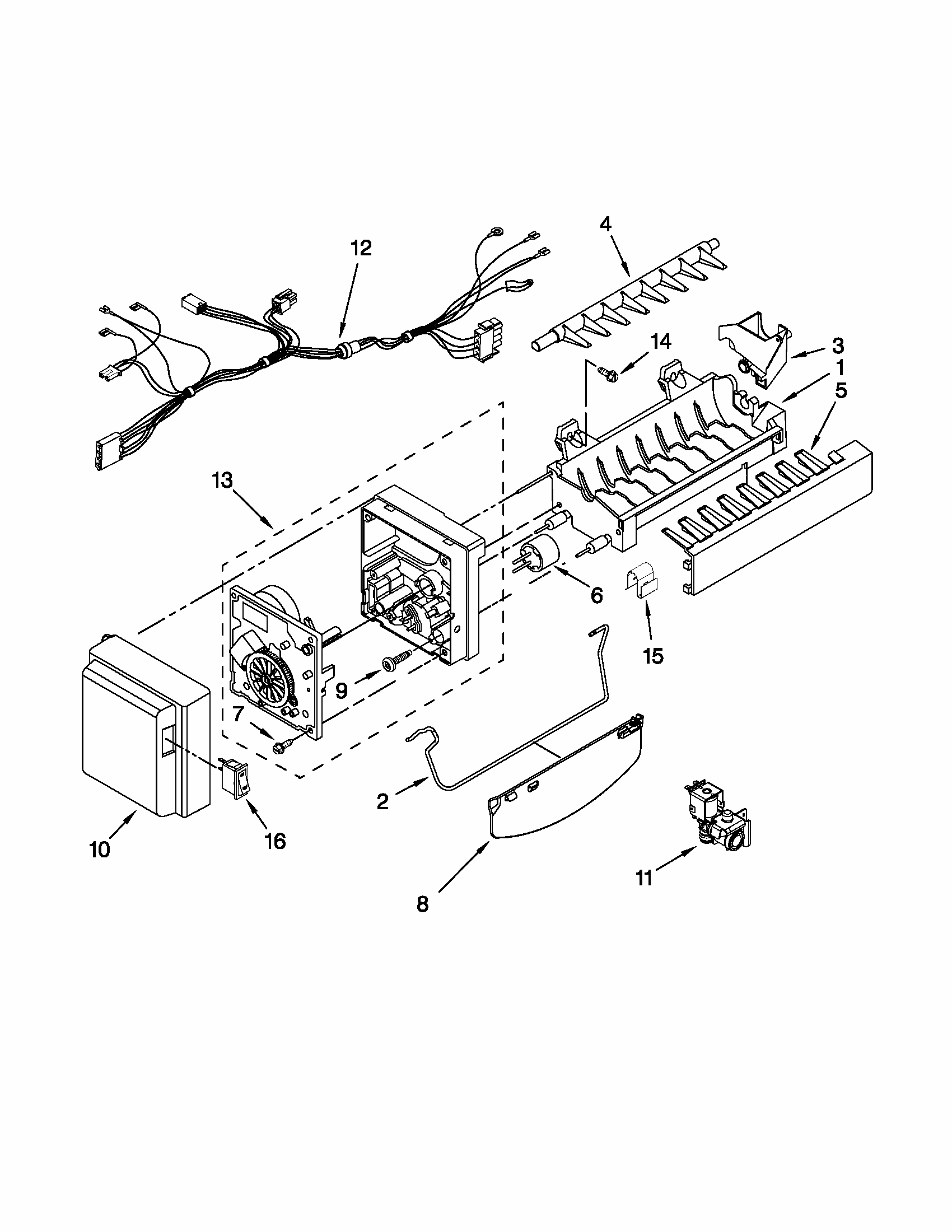 Icemaker Parts Diagram and Parts List for 59679542014  Kenmore Refrigerator