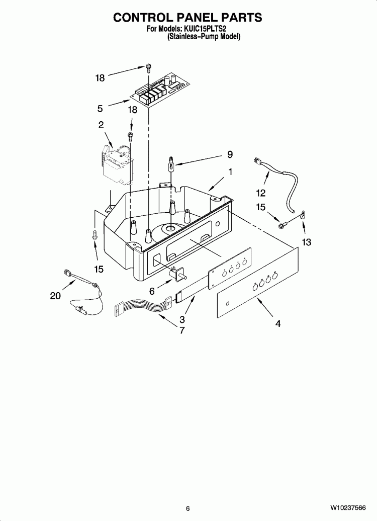 CONTROL PANEL PARTS Diagram and Parts List for KUIC15PLTS2  KitchenAid Ice Maker