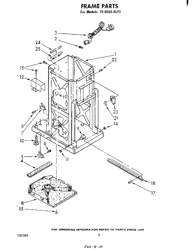 FRAME Diagram and Parts List for TF8503XLP1  Whirlpool Trash Compactor