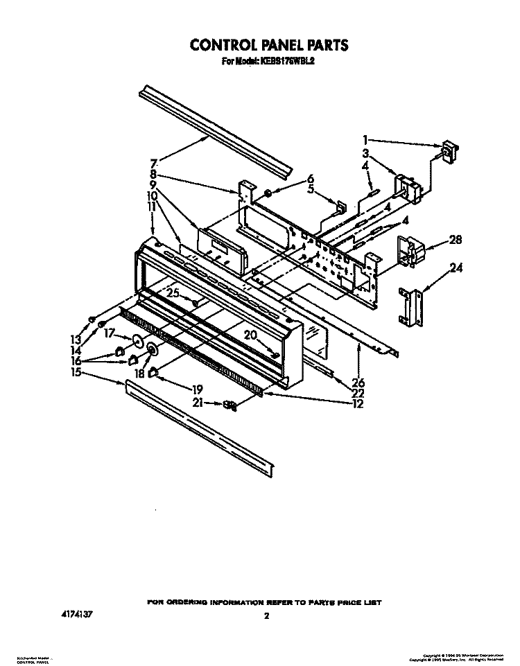 CONTROL PANEL, LIT/OPTIONAL Diagram and Parts List for KEBS176WBL2  KitchenAid Wall Oven