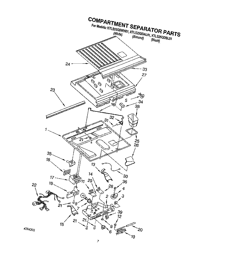 COMPARTMENT SEPARATOR Diagram and Parts List for KTLS25QDWH01  KitchenAid Refrigerator