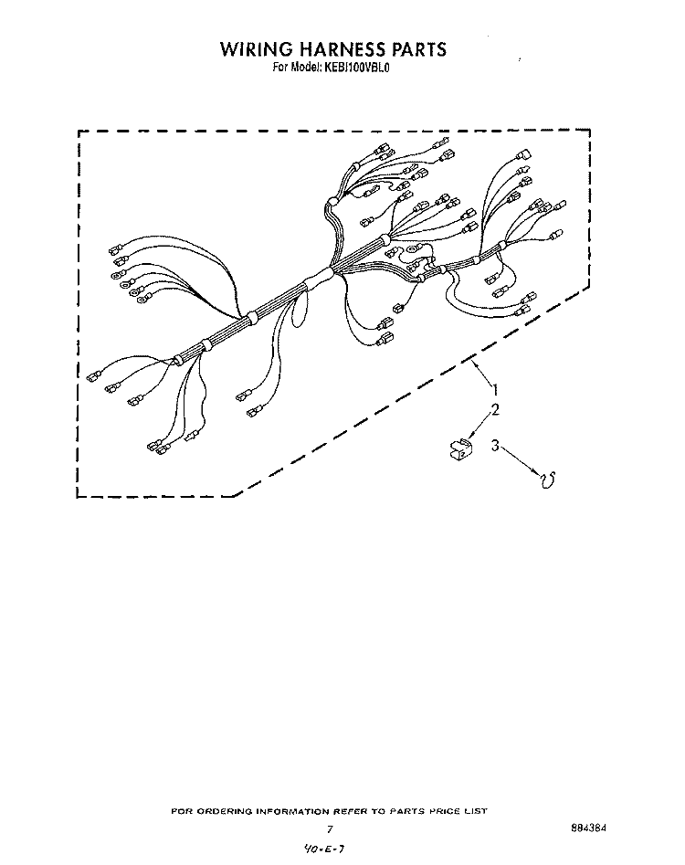 WIRING HARNESS Diagram and Parts List for KEBI100VBL0  KitchenAid Wall Oven