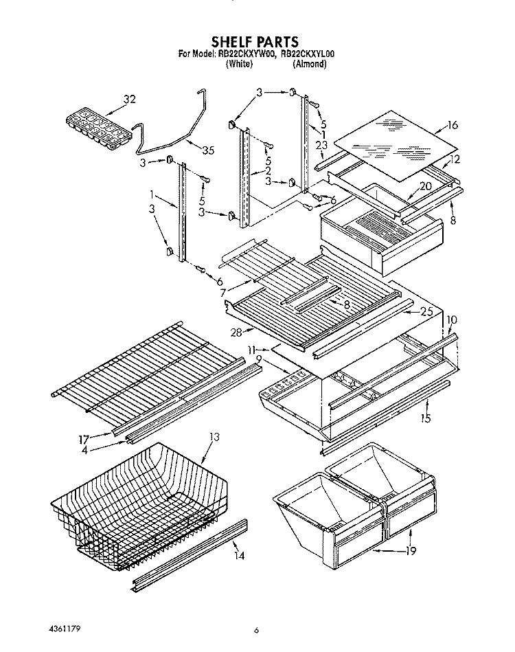 SHELF, LIT/OPTIONAL Diagram and Parts List for RB22CKXYW00  Roper Refrigerator