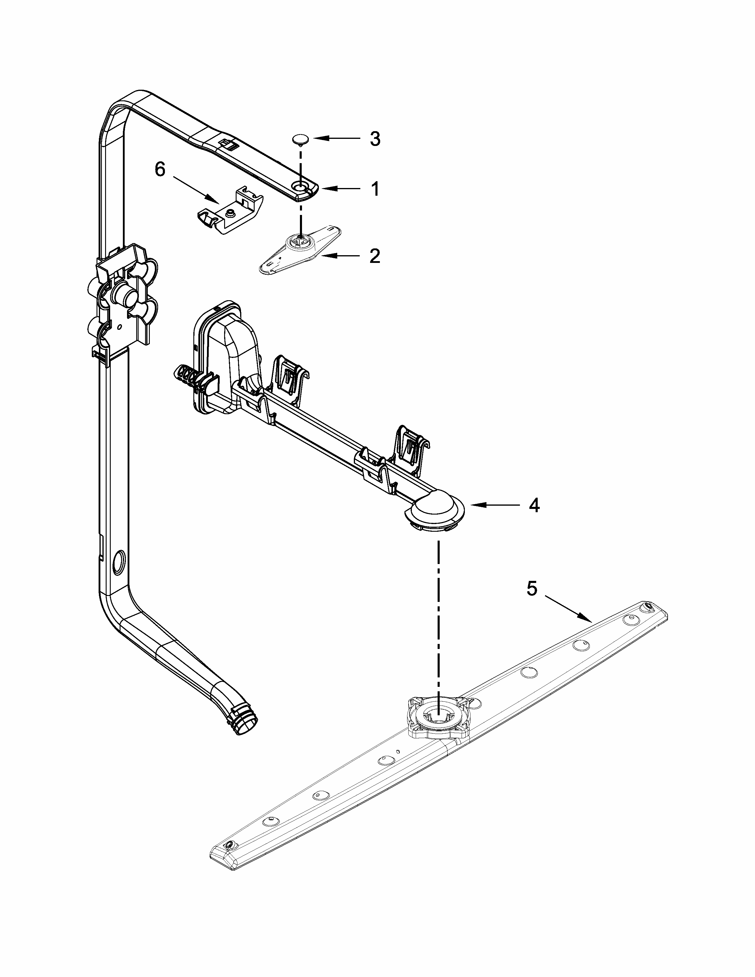 Upper Wash And Rinse Parts Diagram and Parts List for IUD8555DX0  Whirlpool Dishwasher